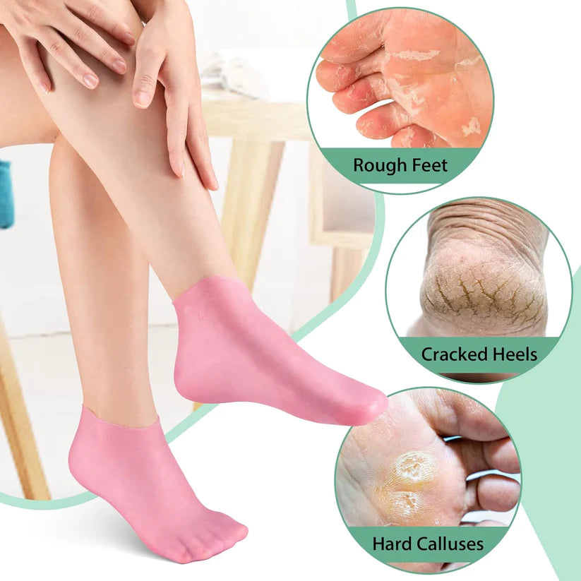 Foot Spa Pedicure Silicone Socks 😍 For Dry Cracked Feet 😍Foot Moisturizing Socks- Multicolor